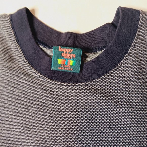Vintage 90s Happy Shirts Hawaii XL T Shirt Woven Blue Map Of Hawaiian Islands - Picture 9 of 9